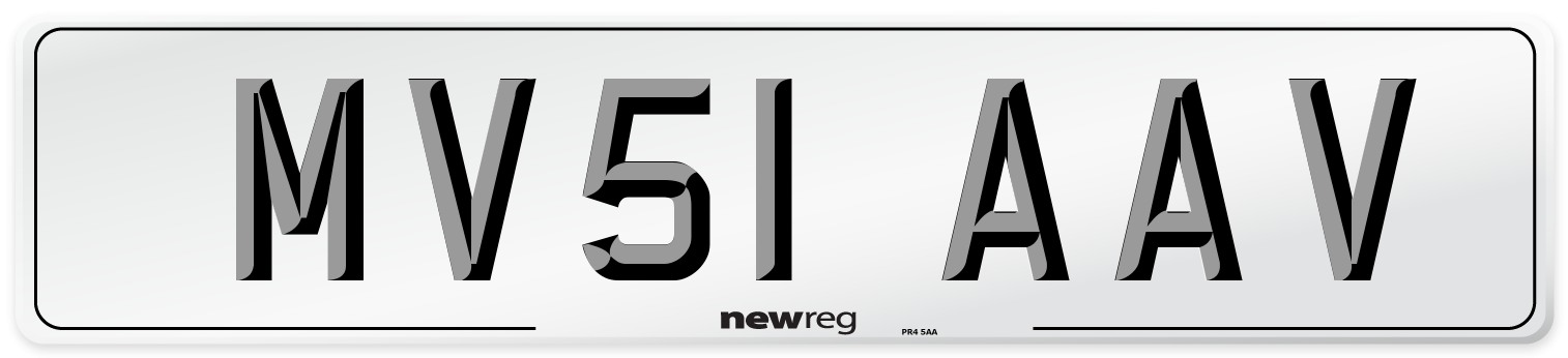 MV51 AAV Number Plate from New Reg